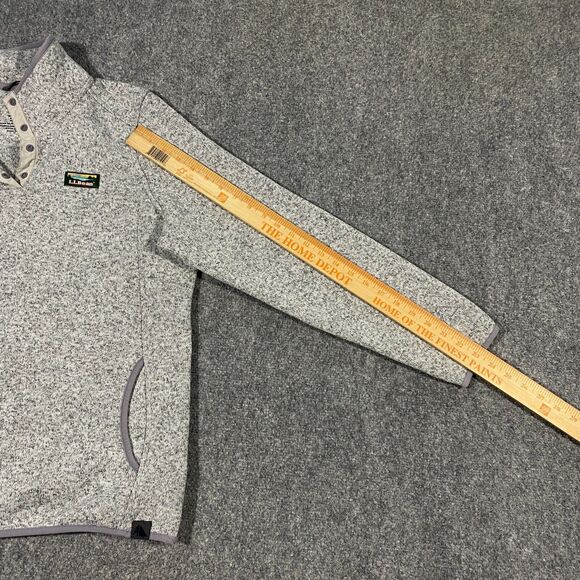 L.L. Bean Snap Sweater Fleece Pullover Womens Large Heather Gray Outdoor Hiking - Picture 14 of 16